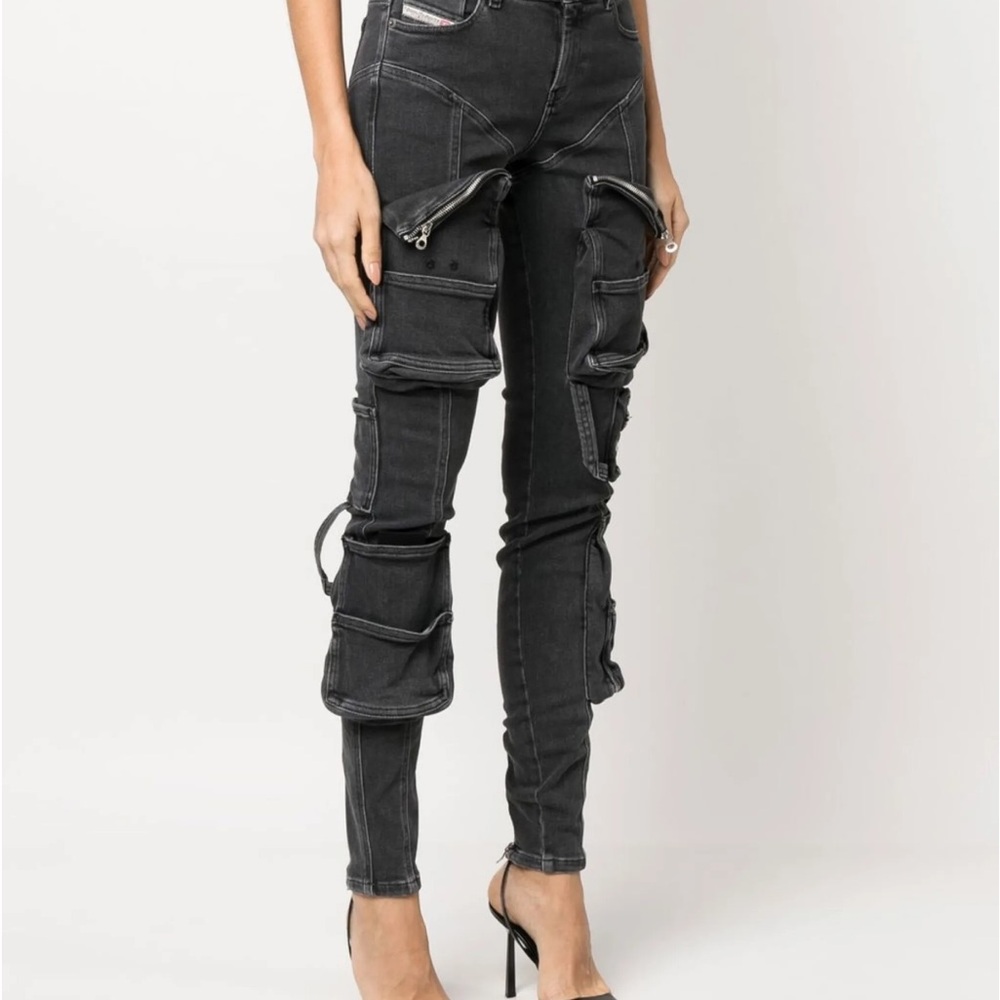 Diesel 1984 Slandy-High Black Skinny Jeans with Cargo Pockets (great stretch)